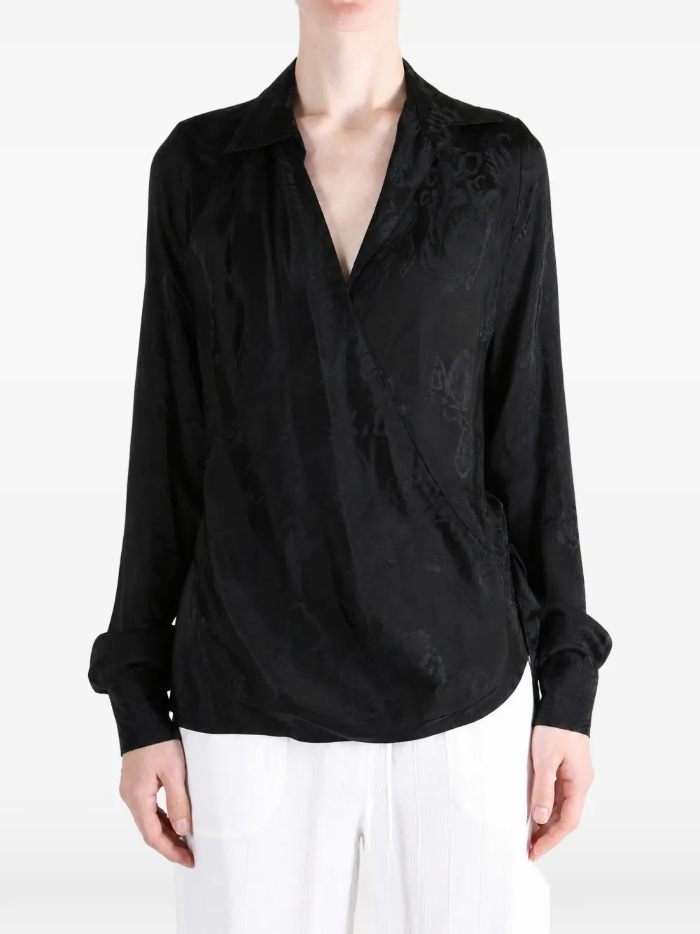 Ann Demeulemeester Alba jacquard-pattern wrap blouse