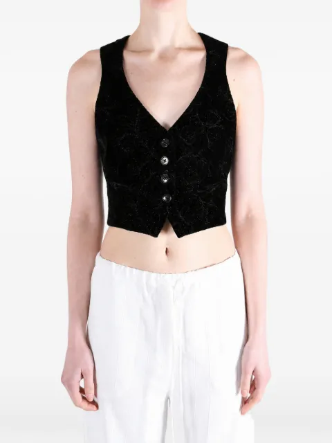 Ann Demeulemeester Diana floral-jacquard cropped waistcoat