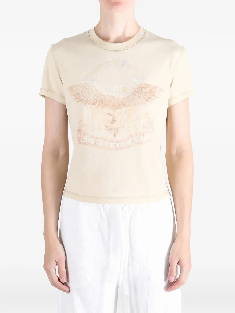 Diesel T-shirt met grafische print Beige