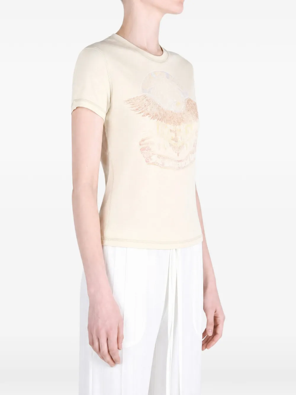 Diesel T-shirt met grafische print Beige