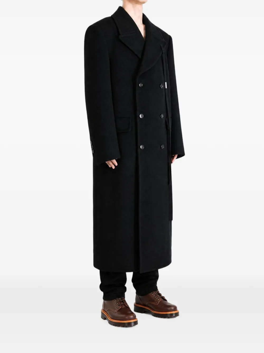 Ann Demeulemeester Jack Double-breasted Coat in Black, view 3