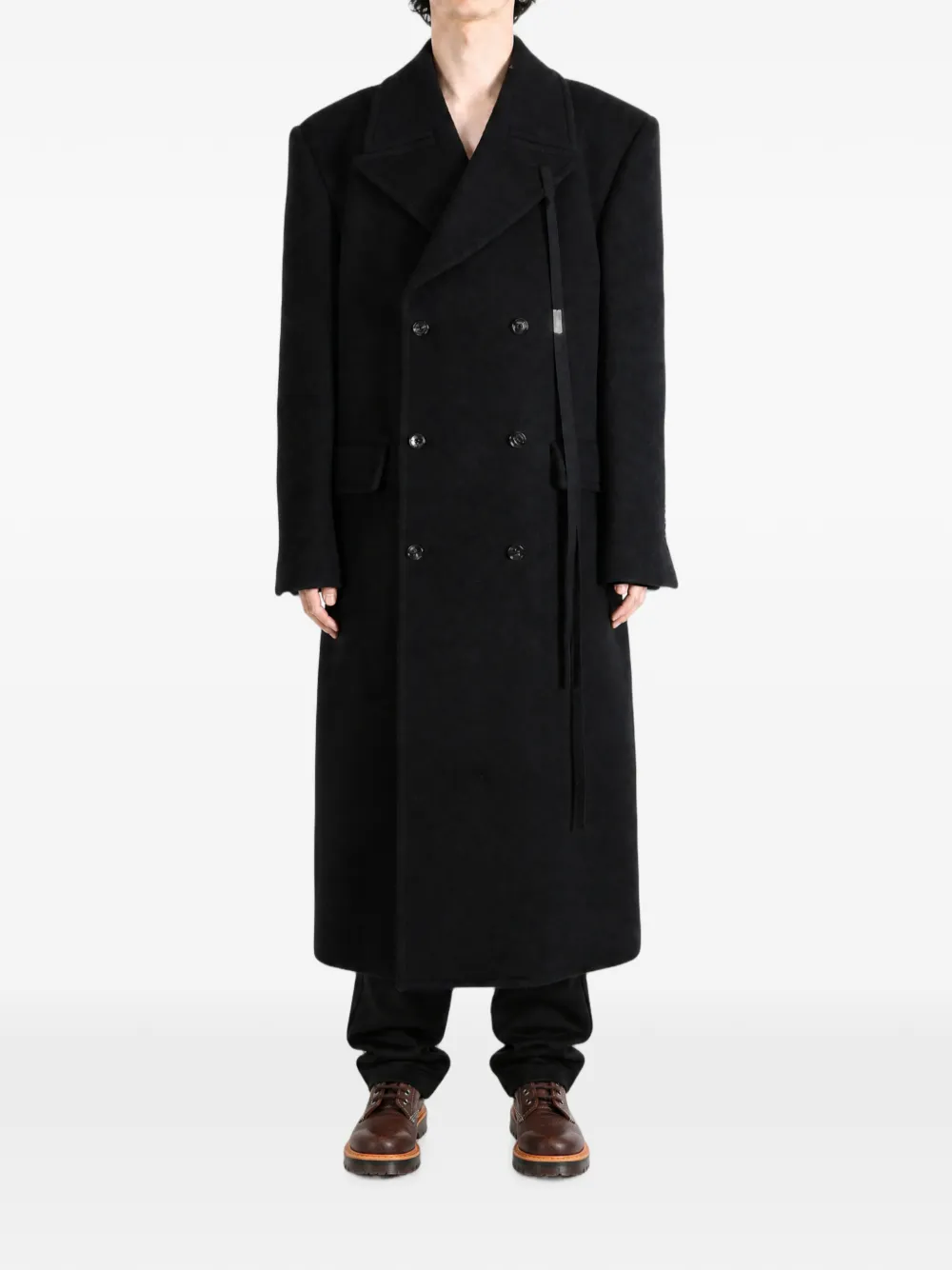 Ann Demeulemeester Jack Double-breasted Coat in Black, view 2