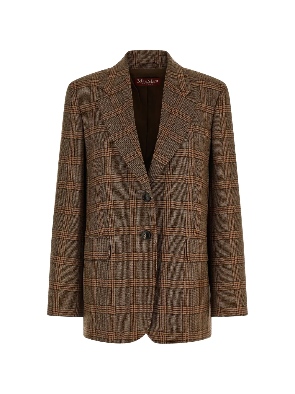 Max Mara MstAlca check-pattern wool blazer - Marrone