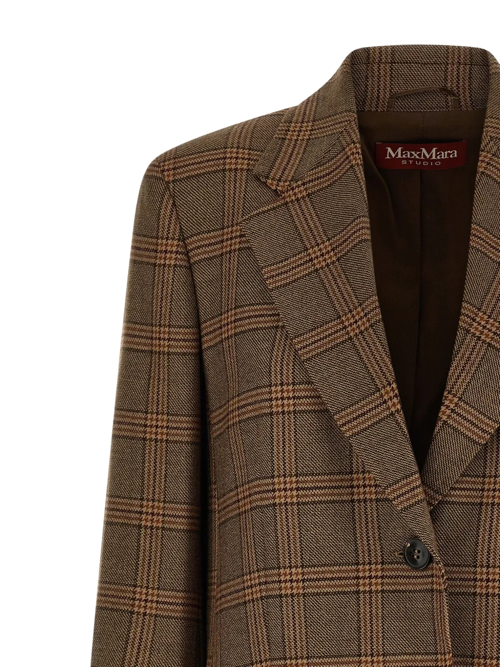 Max Mara MstAlca geruite wollen blazer Bruin