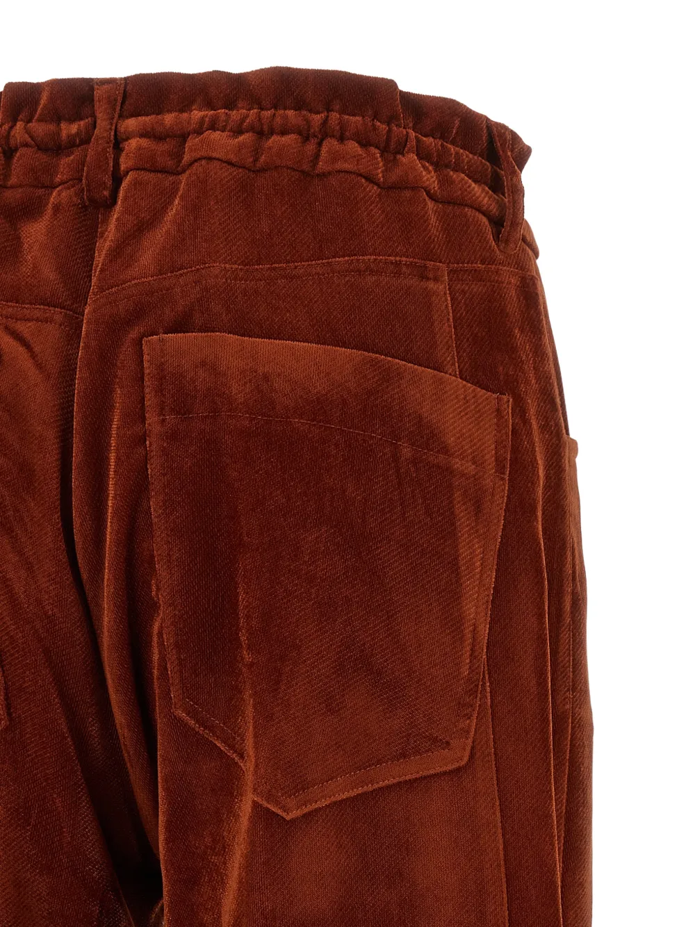 Nude Broek met fluwelen afwerking en trekkoord Rood