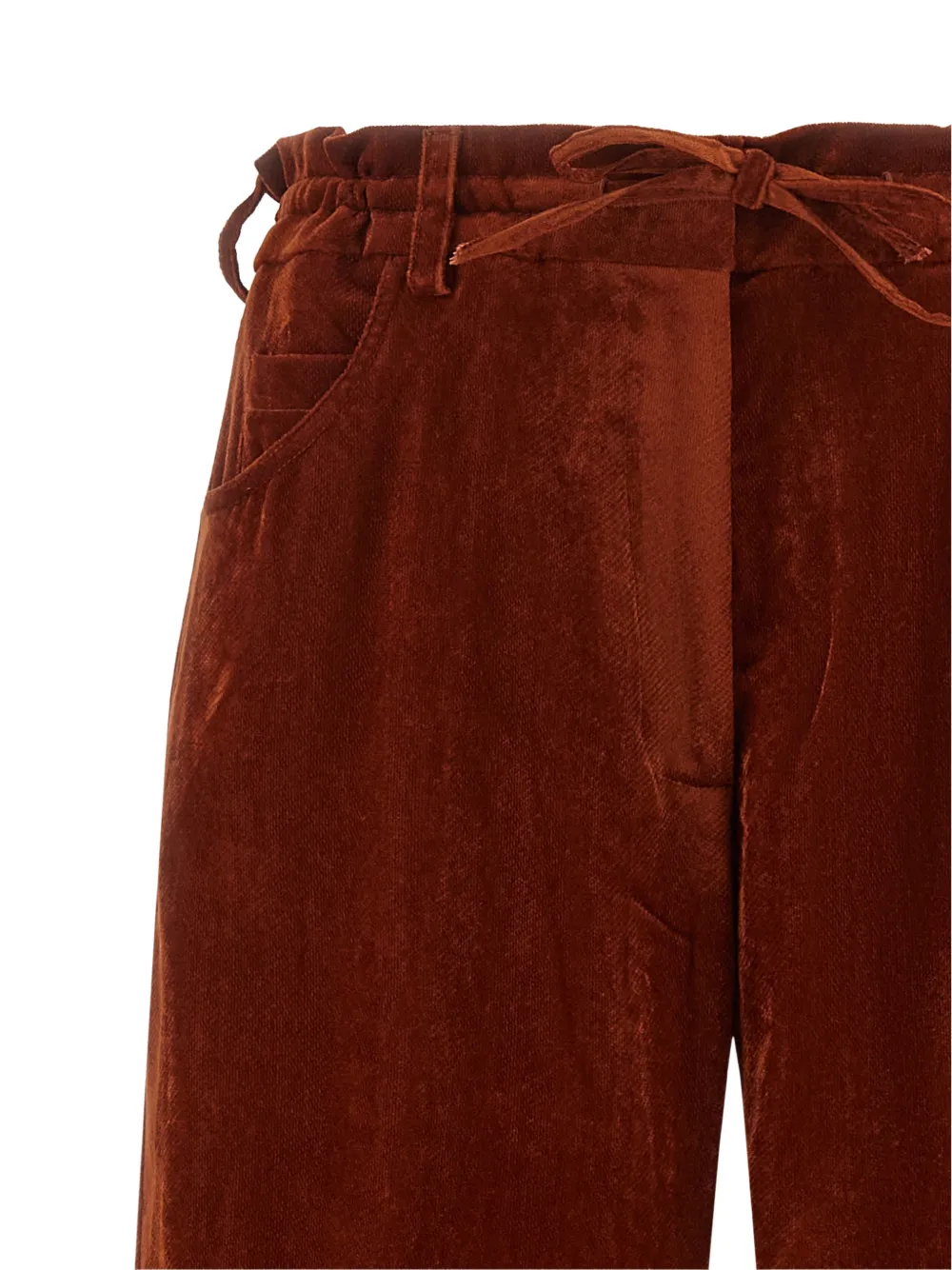 Nude Broek met fluwelen afwerking en trekkoord Rood