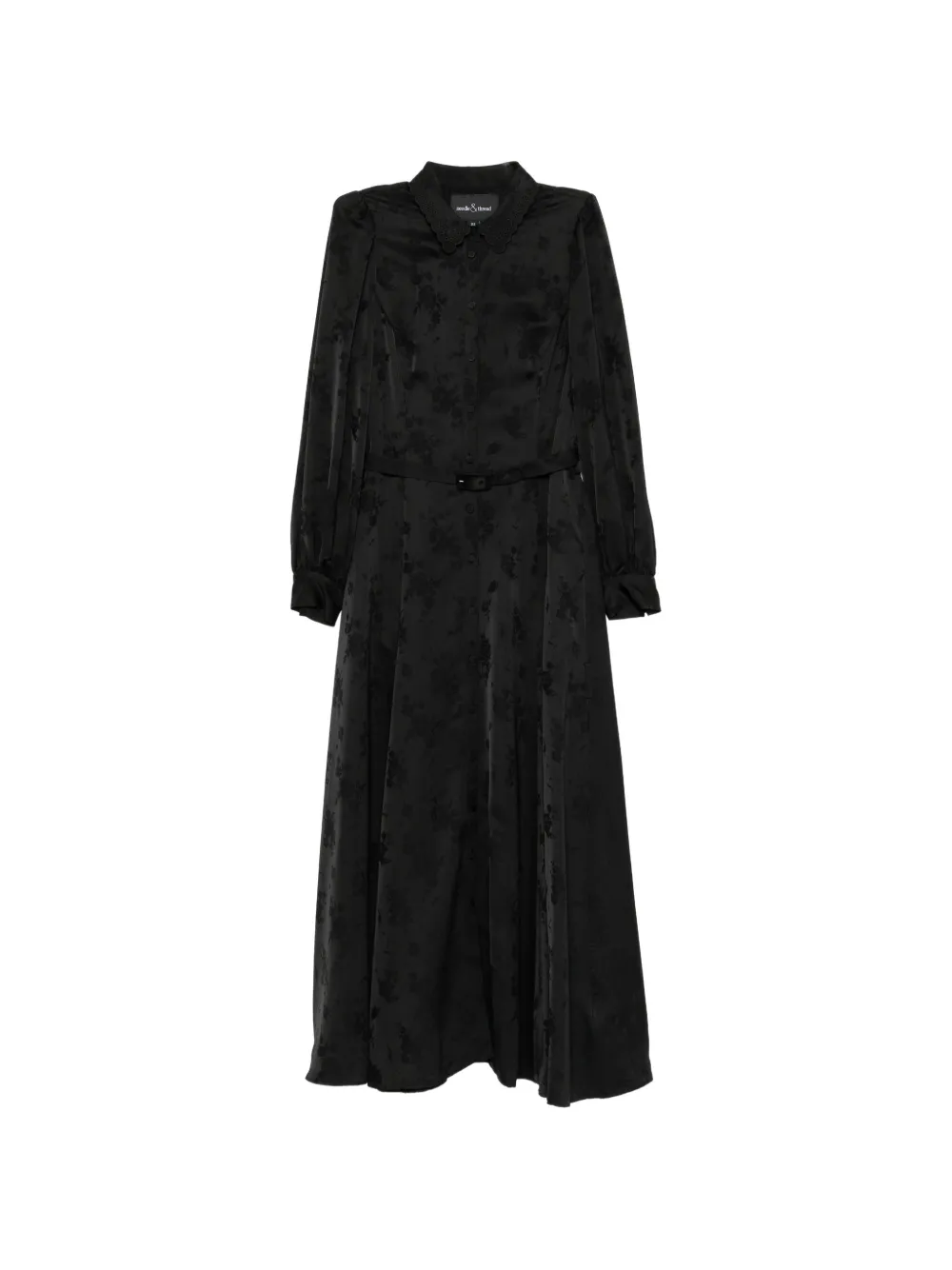 Needle & Thread Charlotte Jacquard Shirt Dress In Black