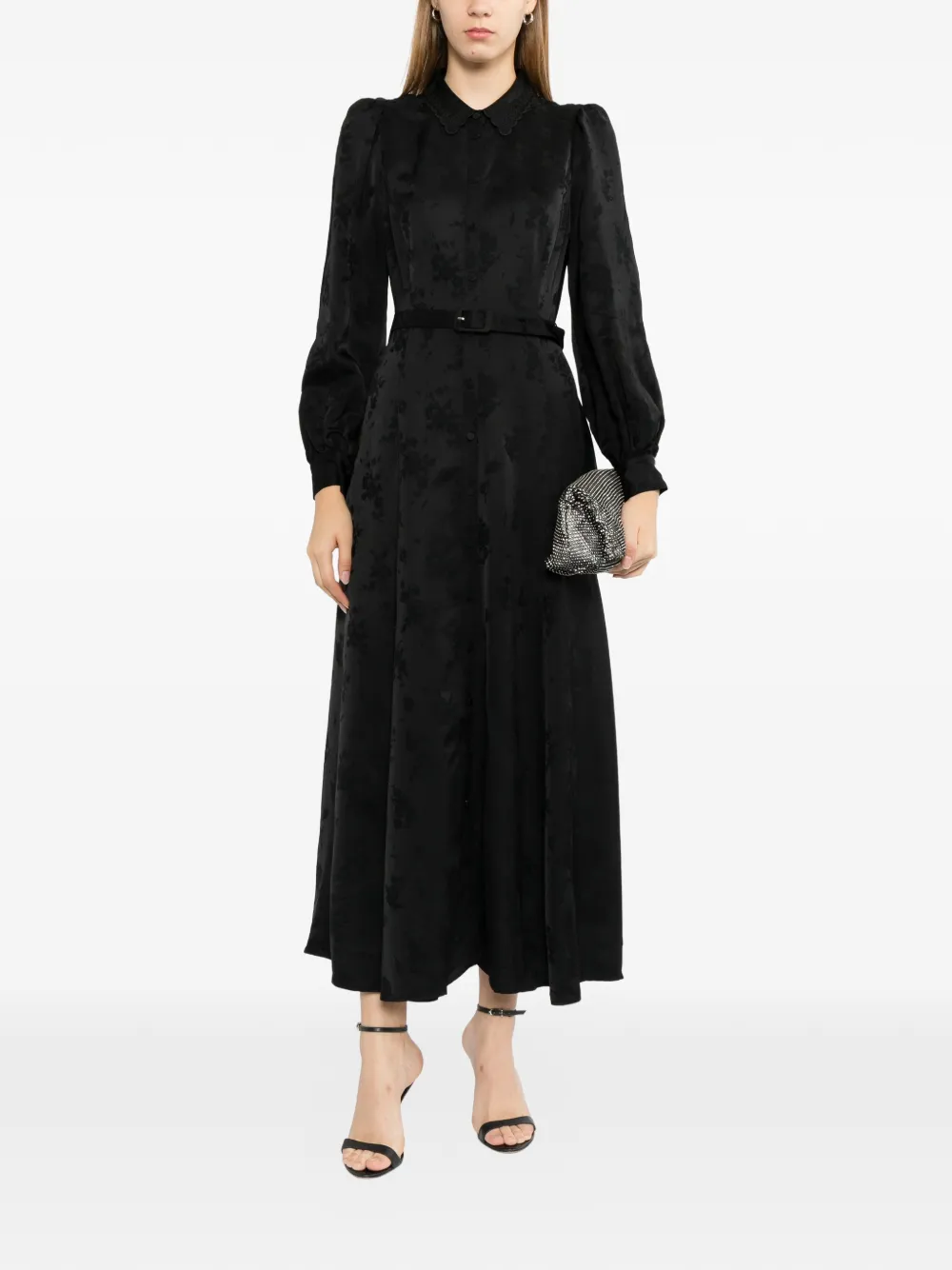 Needle & Thread Charlotte jacquard blousejurk Zwart