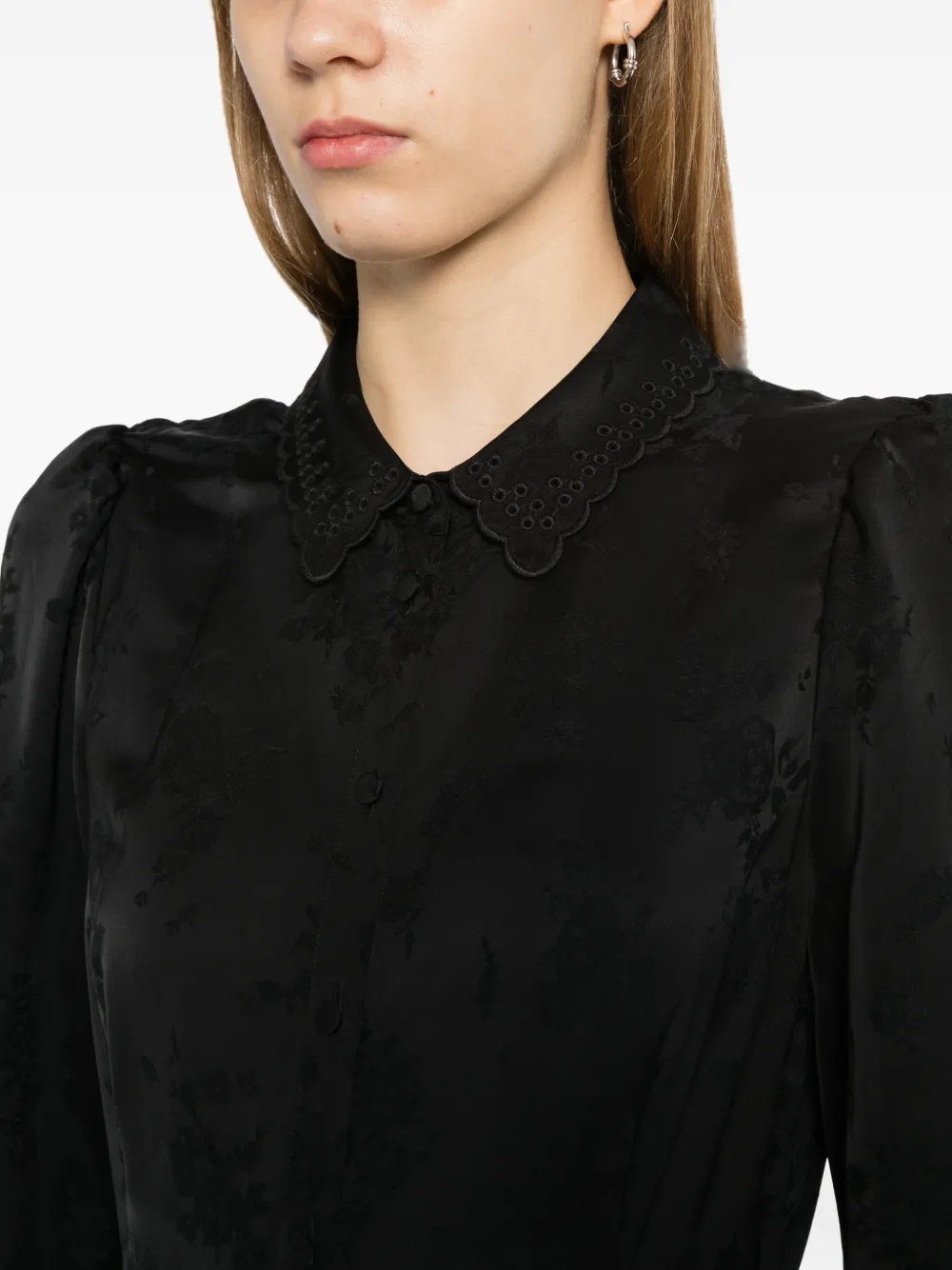 Needle & Thread Charlotte jacquard blousejurk Zwart