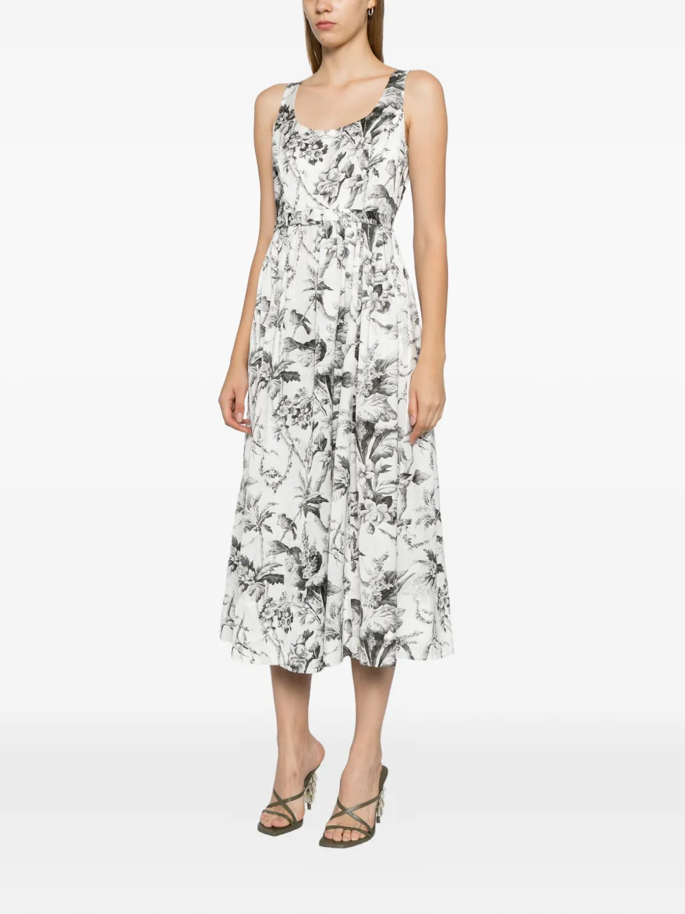 Needle & Thread Marie Toile De Jouy jacquard ballerina-jurk Wit
