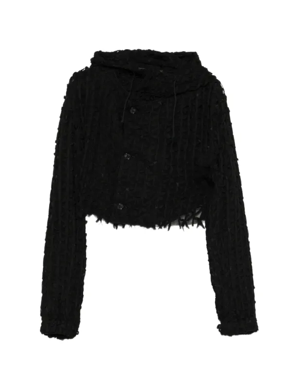 Comme des Garçons Textured Raw-edge Jacket in Black