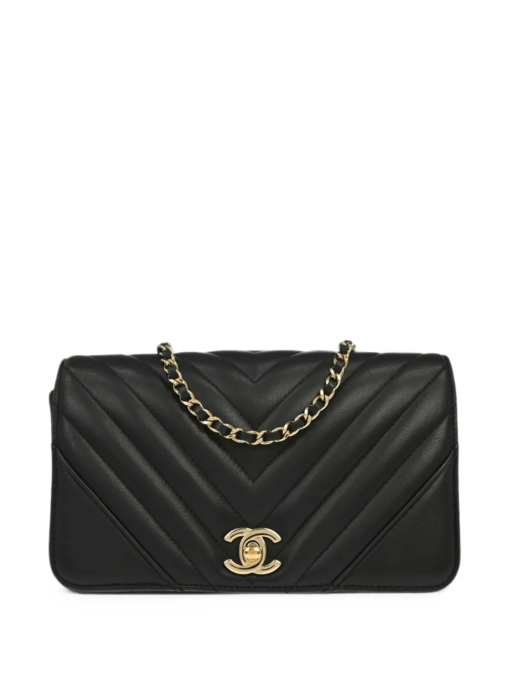CHANEL Pre-Owned 2017-2018 mini chevron CC turn-lock shoulder bag - Nero