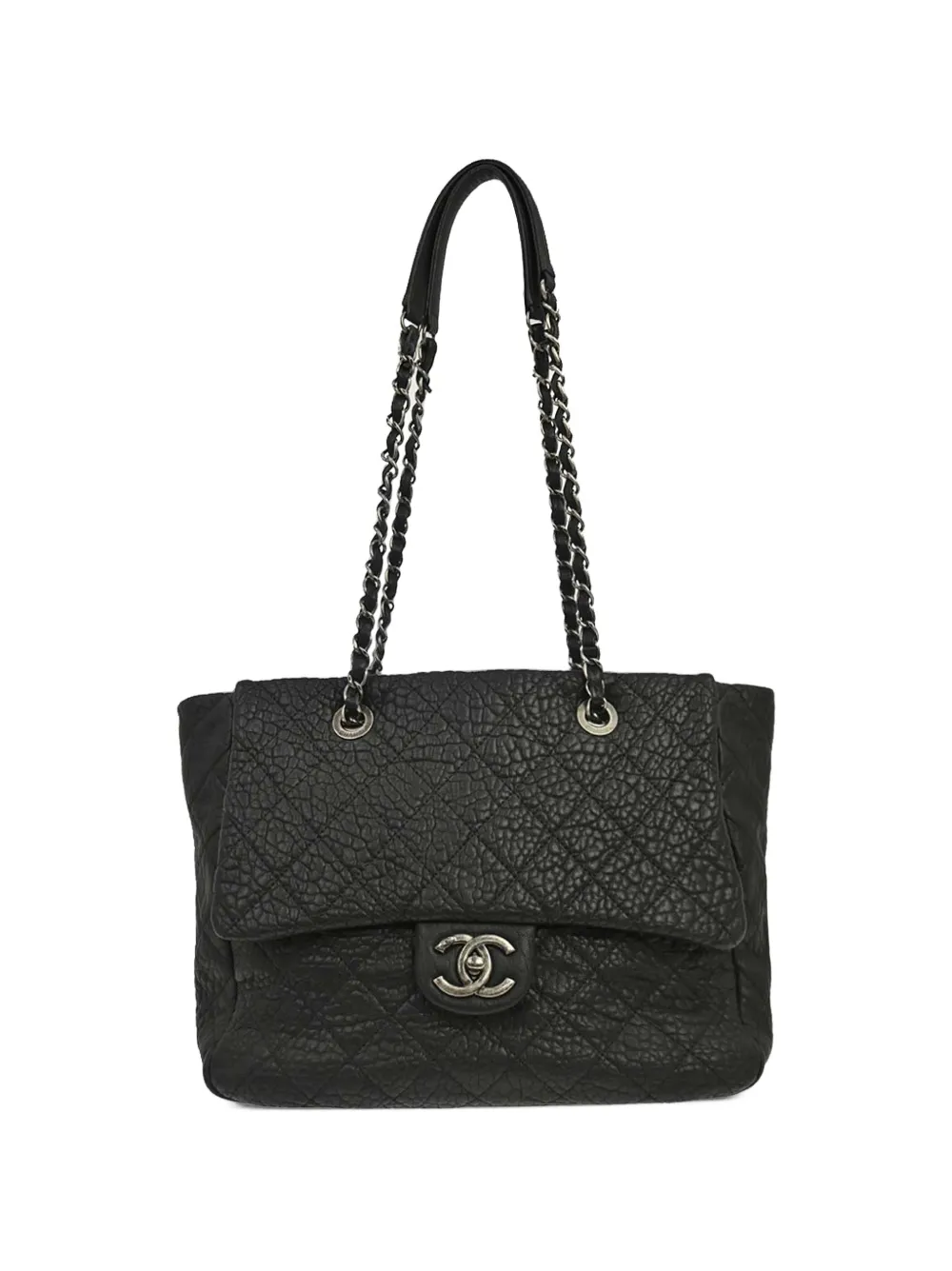 CHANEL Pre-Owned 2015 diamond-quilted chain-link tote bag - Nero