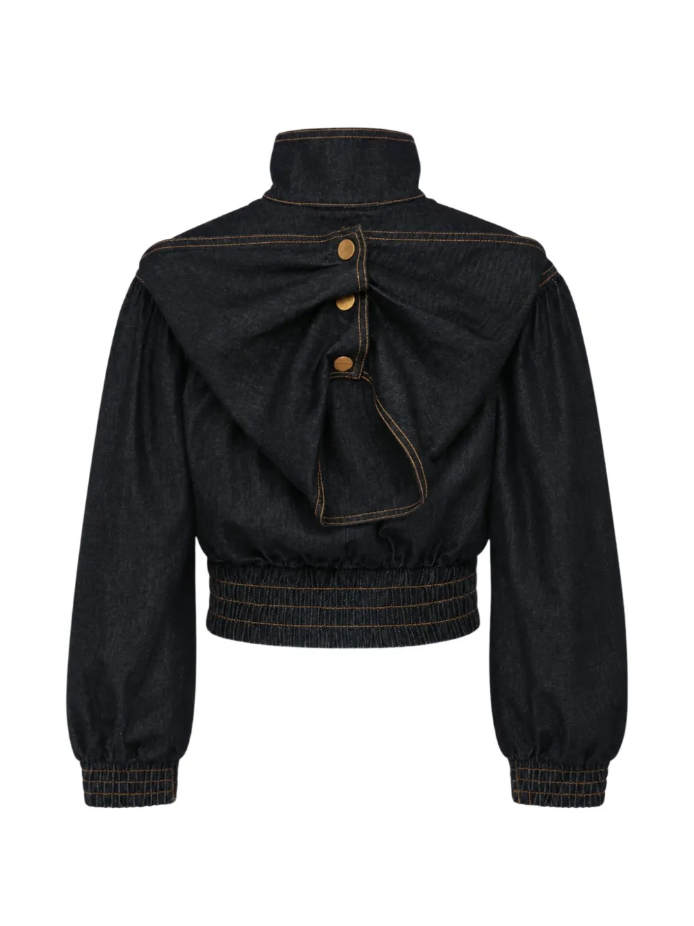 ZIMMERMANN high-neck cropped denim jacket Blauw