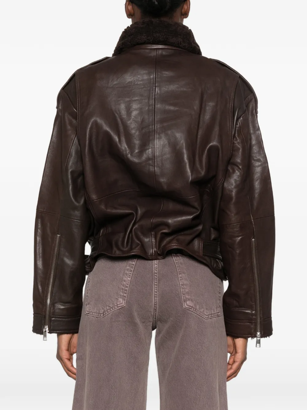 Gestuz Jack met lammy kraag en ceintuur Bruin