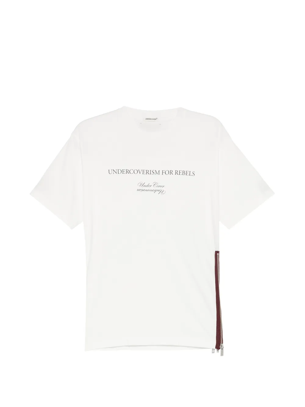 Undercover slogan-print zip-detail T-shirt Wit