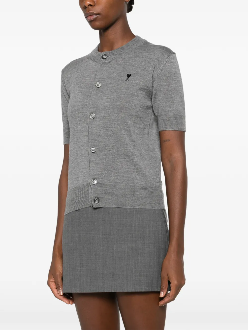 AMI Paris Ami De Coeur vest met korte mouwen Grijs