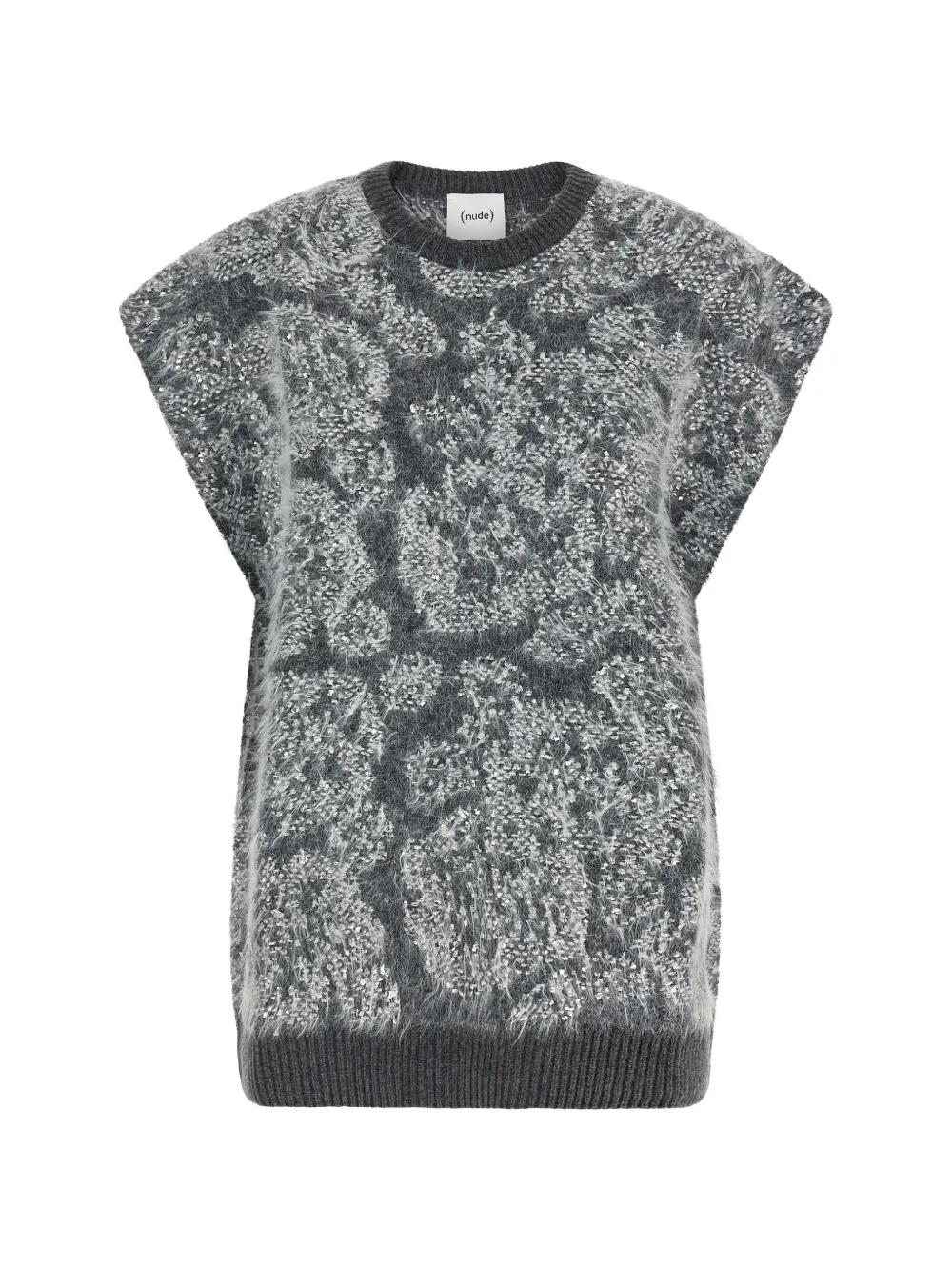 Nude abstract-pattern knit vest - Grigio