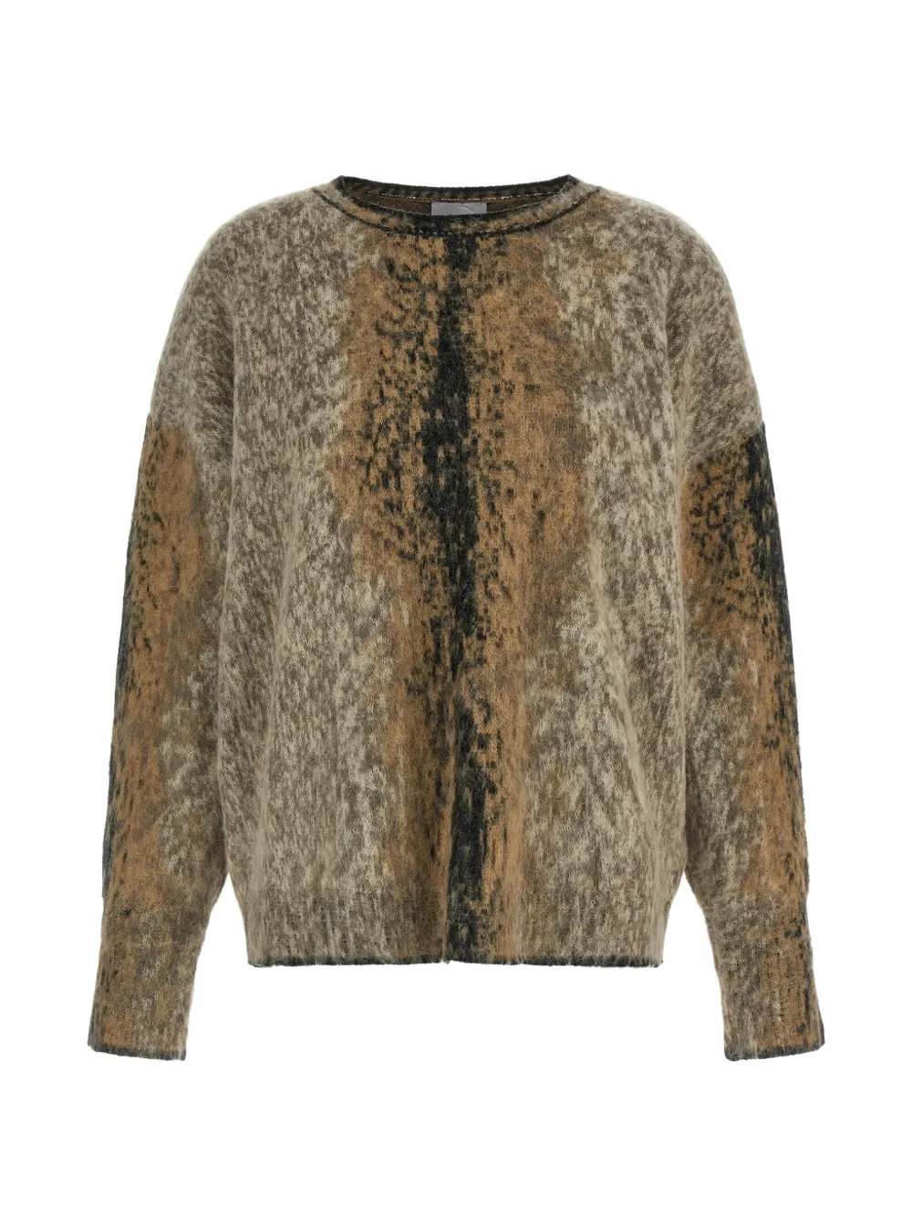 Nude abstract-pattern brushed-texture sweater - Marrone