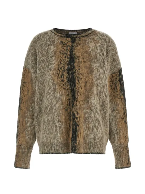Nude abstract-pattern brushed-texture sweater