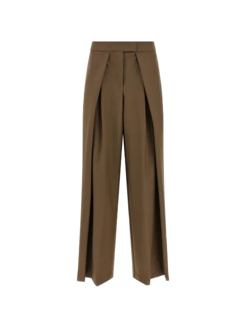 Nude pleated high-waisted palazzo pants