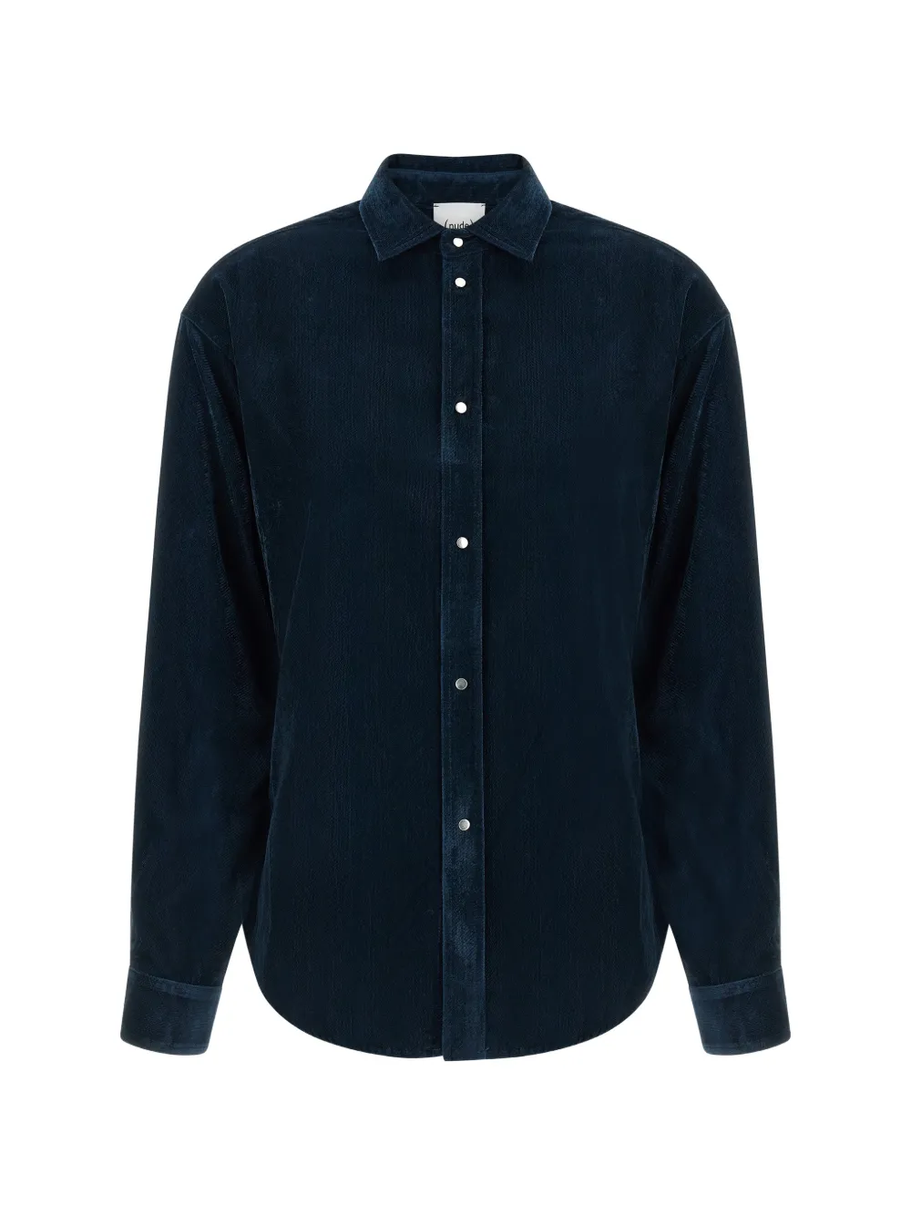 Nude velvet-texture snap-button shirt - Blu