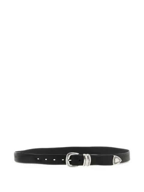 Zerbini Claudio aged engraved leather belt