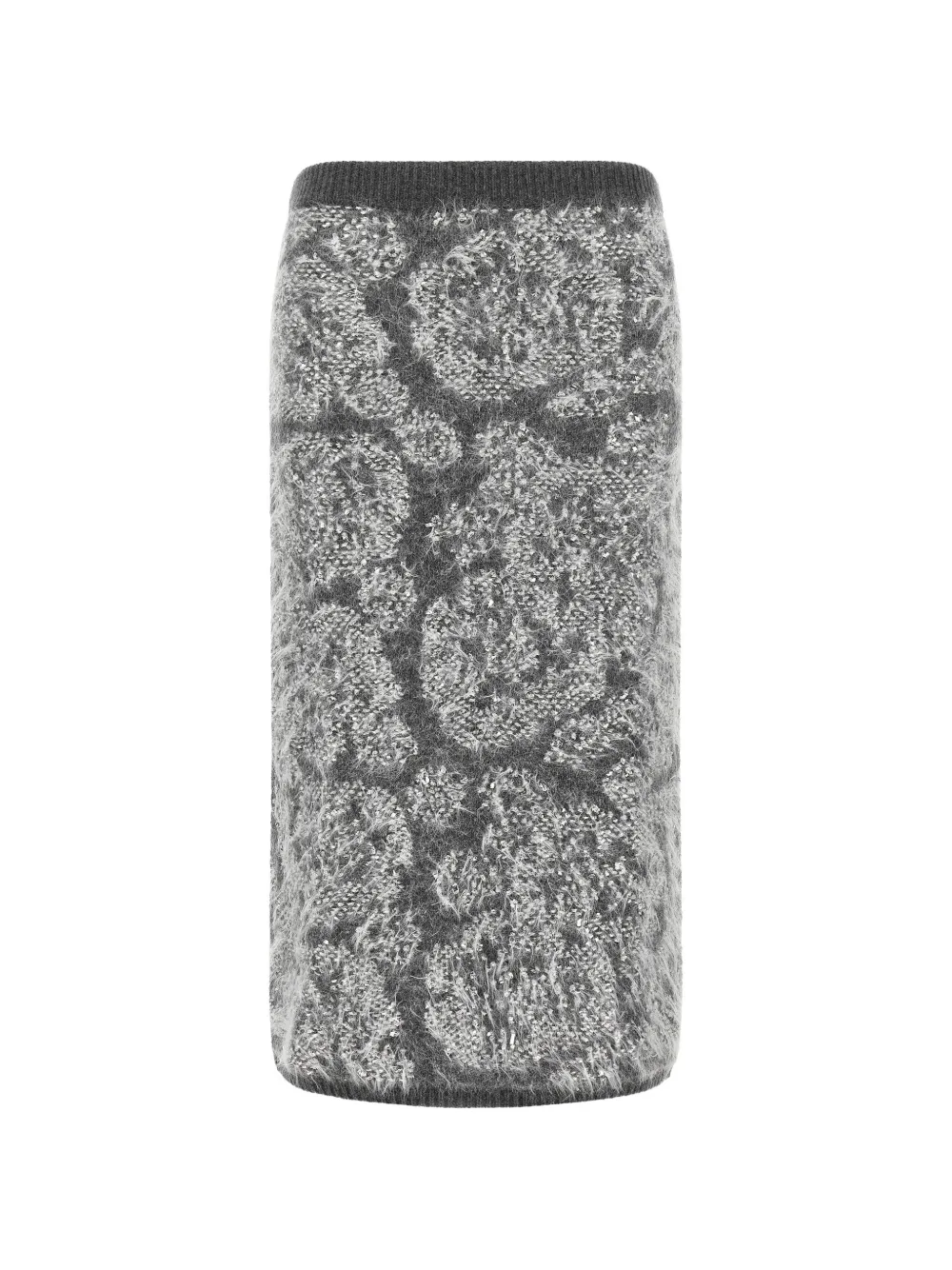 Nude jacquard-knit midi skirt - Grigio