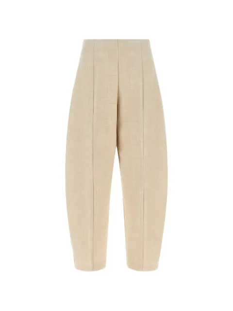 Nude tapered-leg trousers