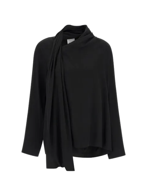 Nude draped-panel asymmetrical blouse