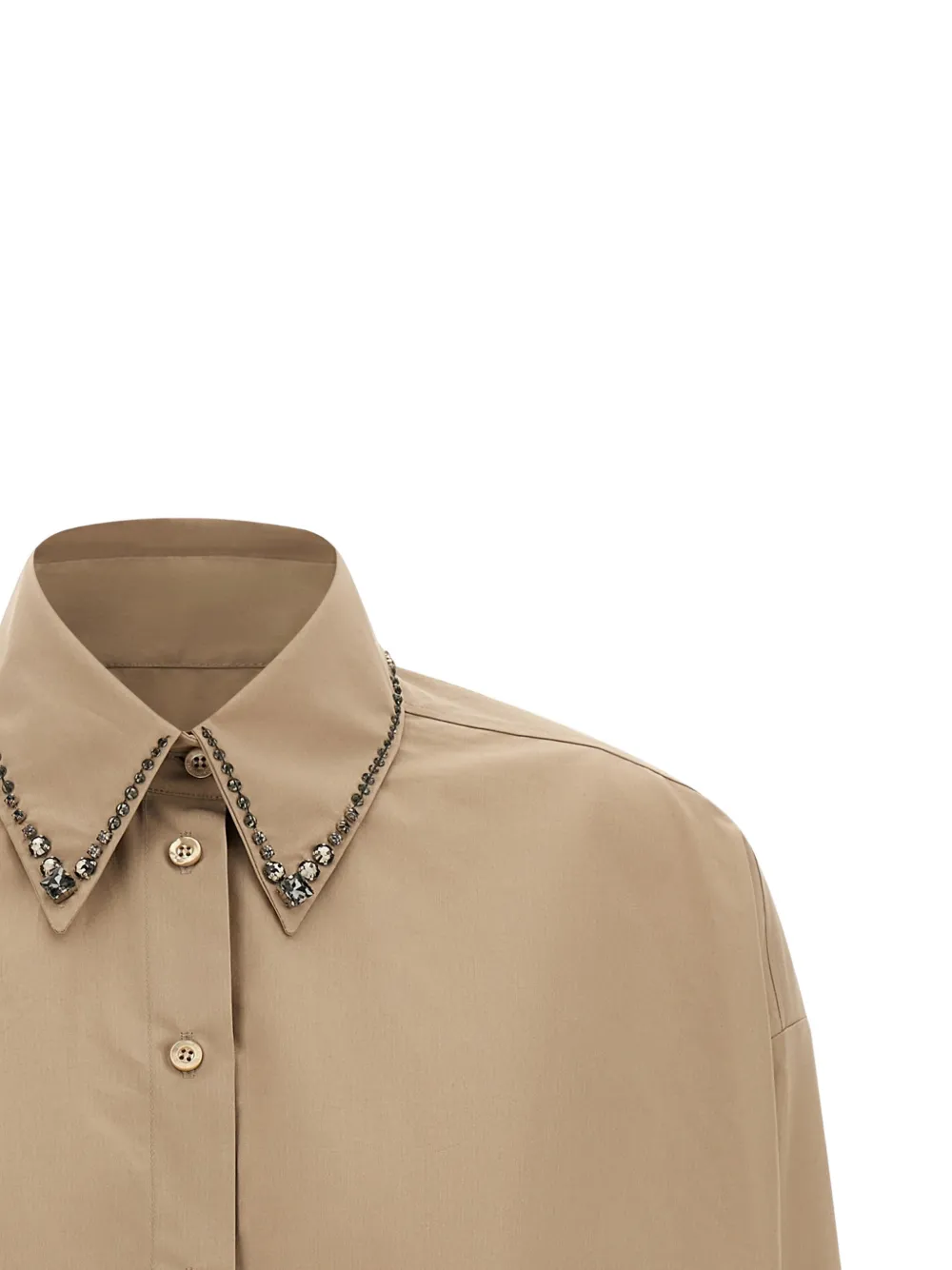 Fabiana Filippi Cropped blouse met geborduurde juwelen Bruin