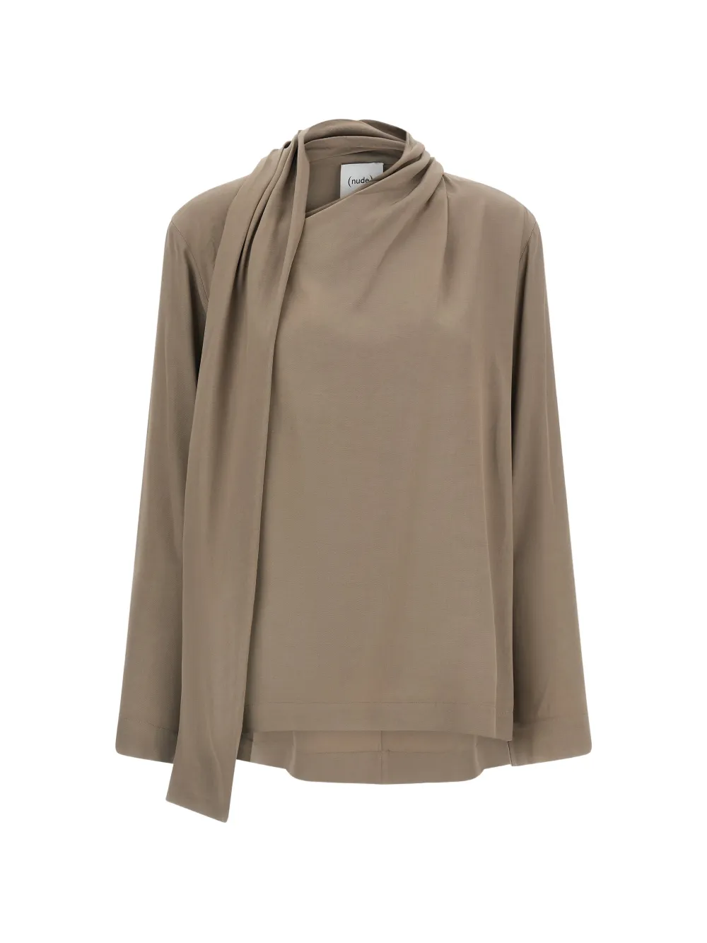 Nude draped asymmetrical-panel blouse - Marrone