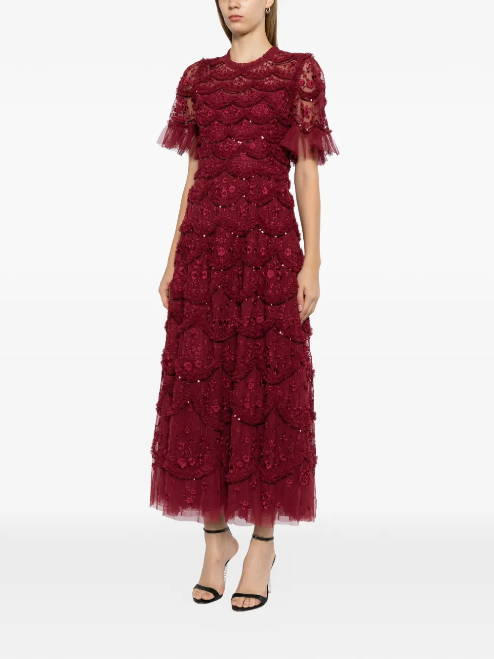 Needle & Thread Lily Bloom enkellange jurk Rood
