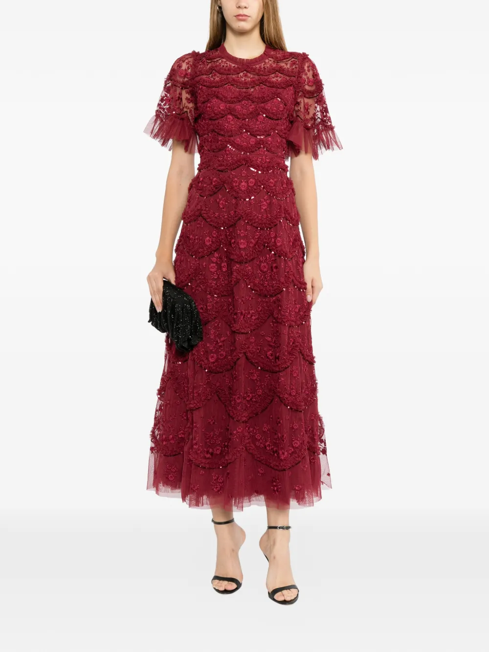 Needle & Thread Lily Bloom enkellange jurk Rood