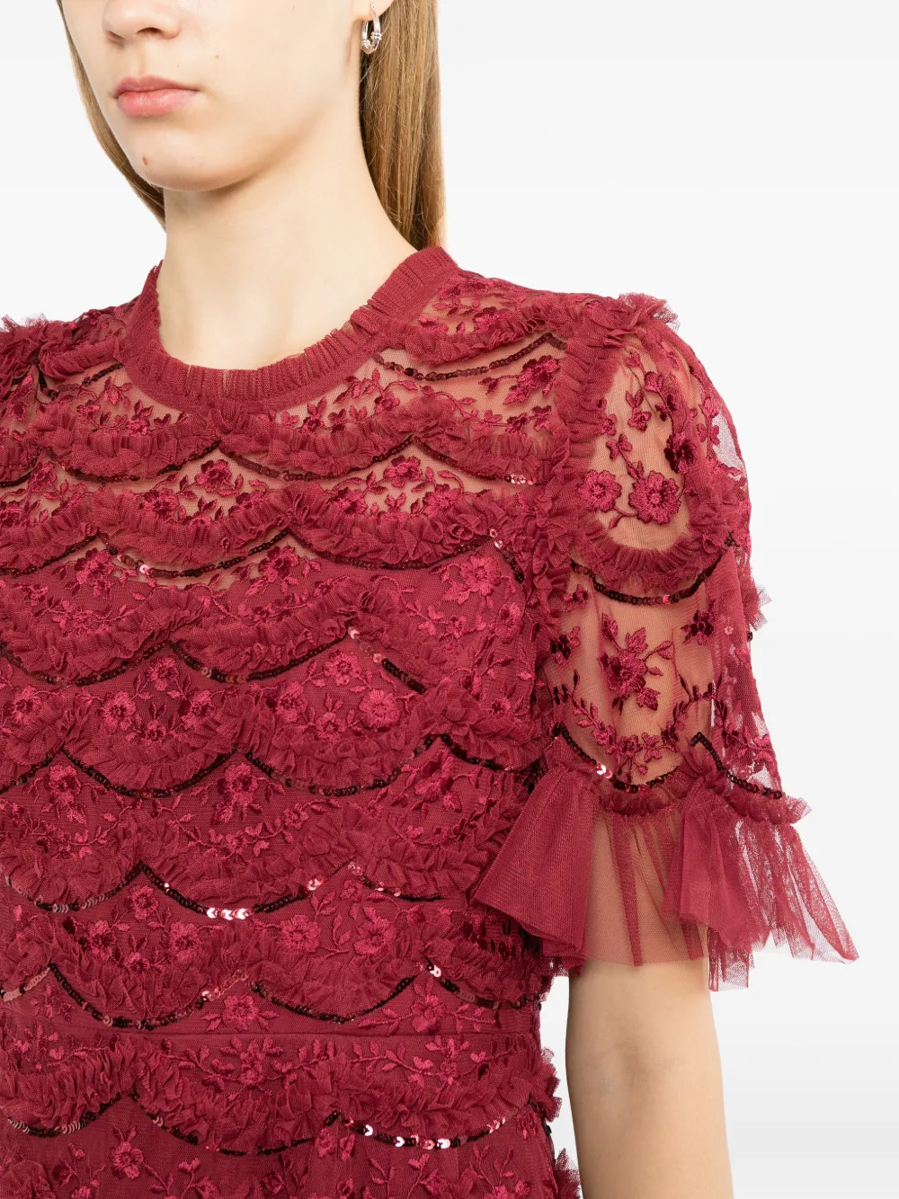 Needle & Thread Lily Bloom enkellange jurk Rood