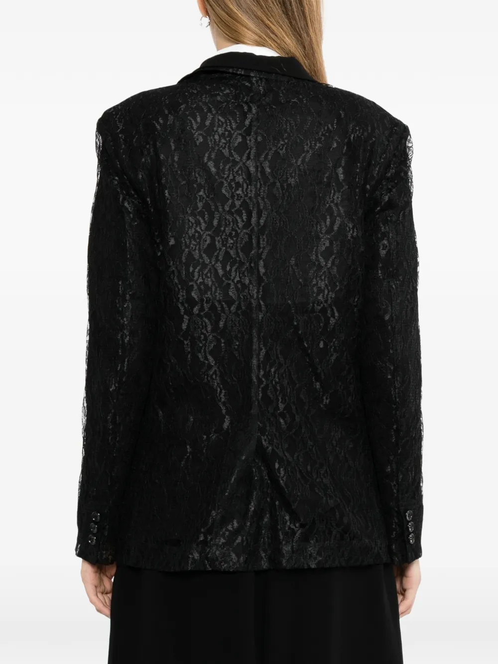 Comme Des Garçons Blazer met gekerfde revers en kanten laag Zwart