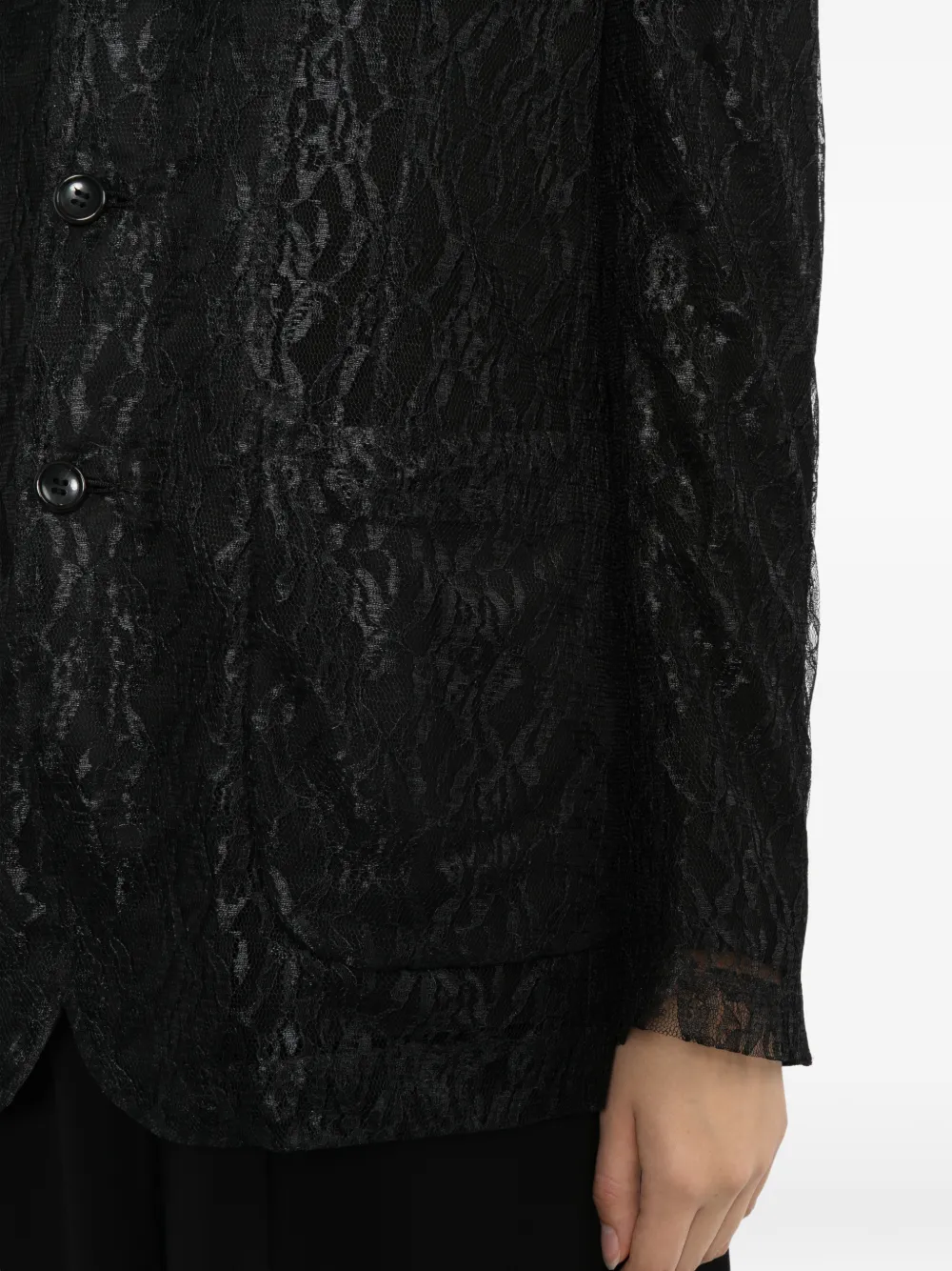 Comme Des Garçons Blazer met gekerfde revers en kanten laag Zwart