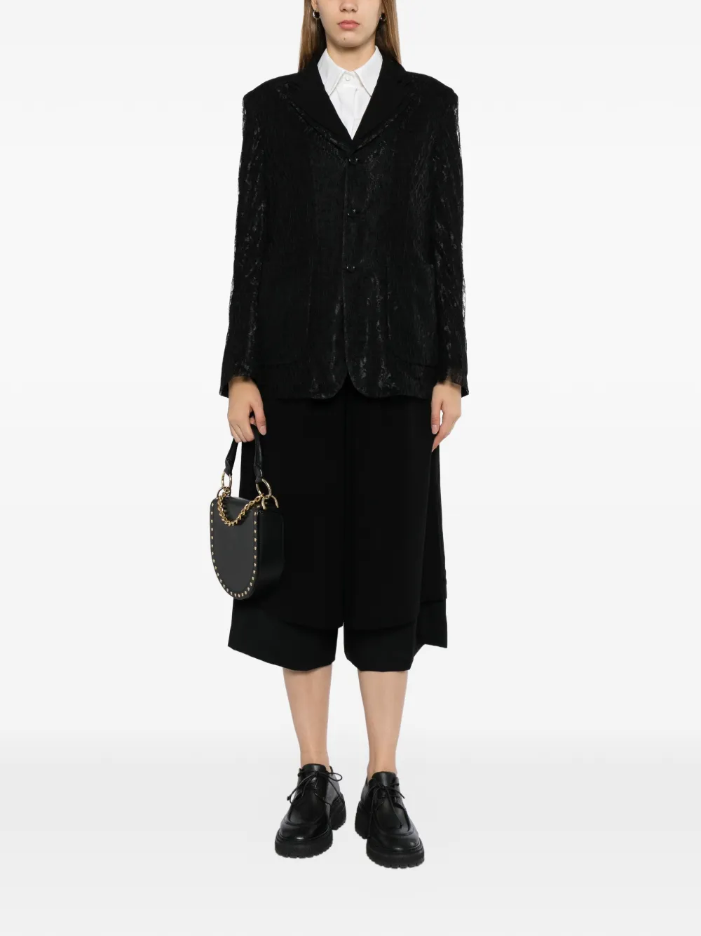 Comme Des Garçons Blazer met gekerfde revers en kanten laag Zwart