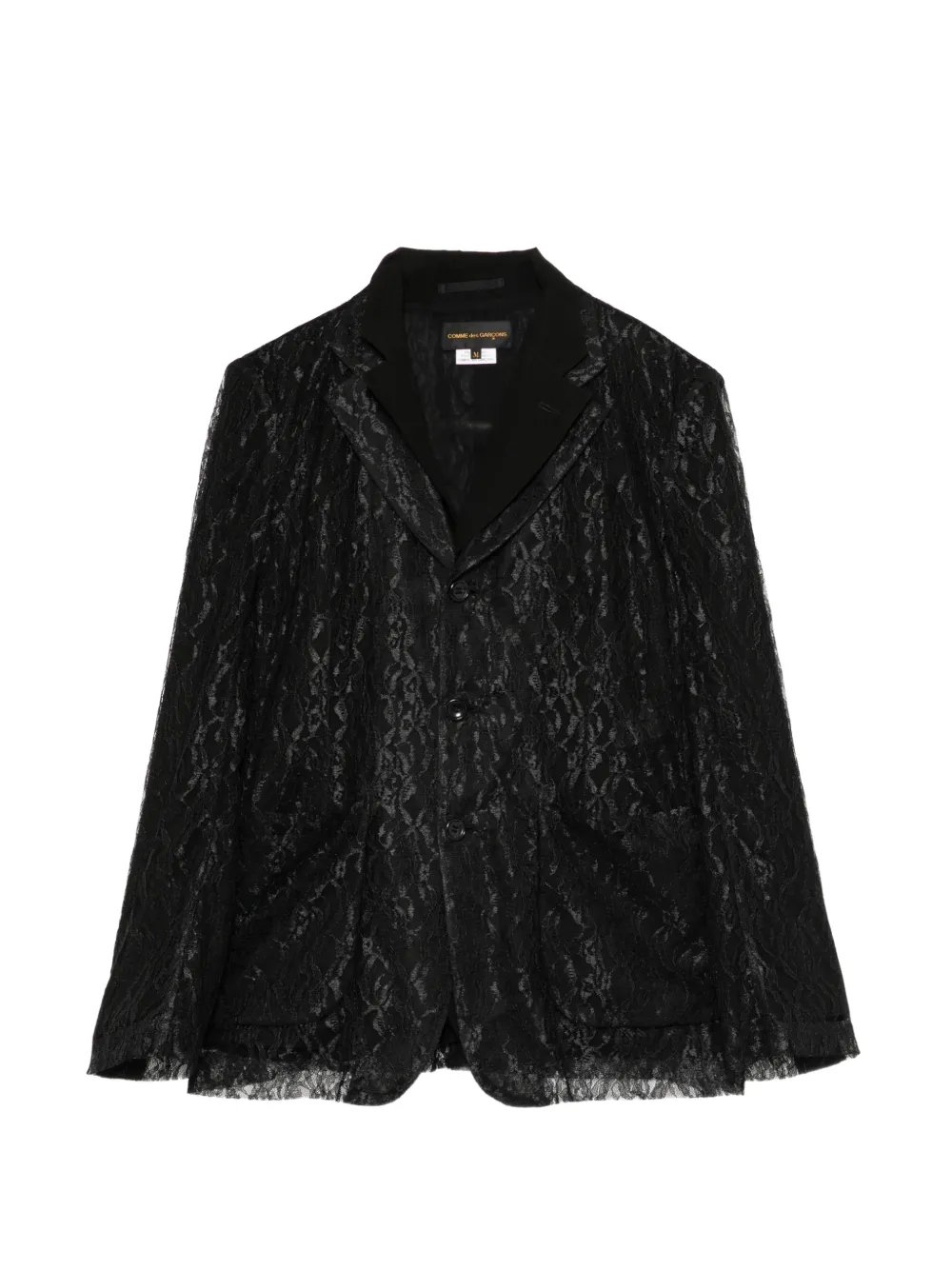 Comme Des Garçons lace-overlay notched-lapels blazer - Nero