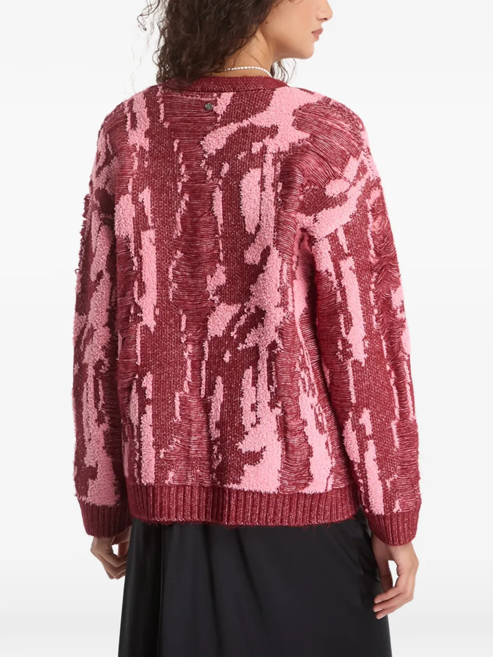 Desigual Gerafeld gebreid vest met jacquard Rood