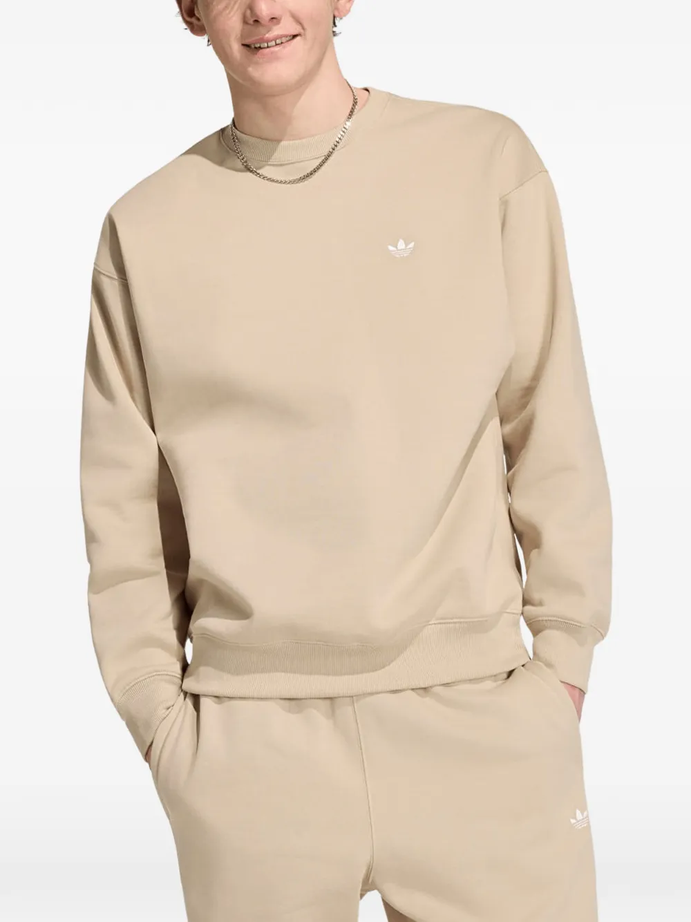 Adidas Originals Trefoil Essentials Sweatshirt In Neutrals