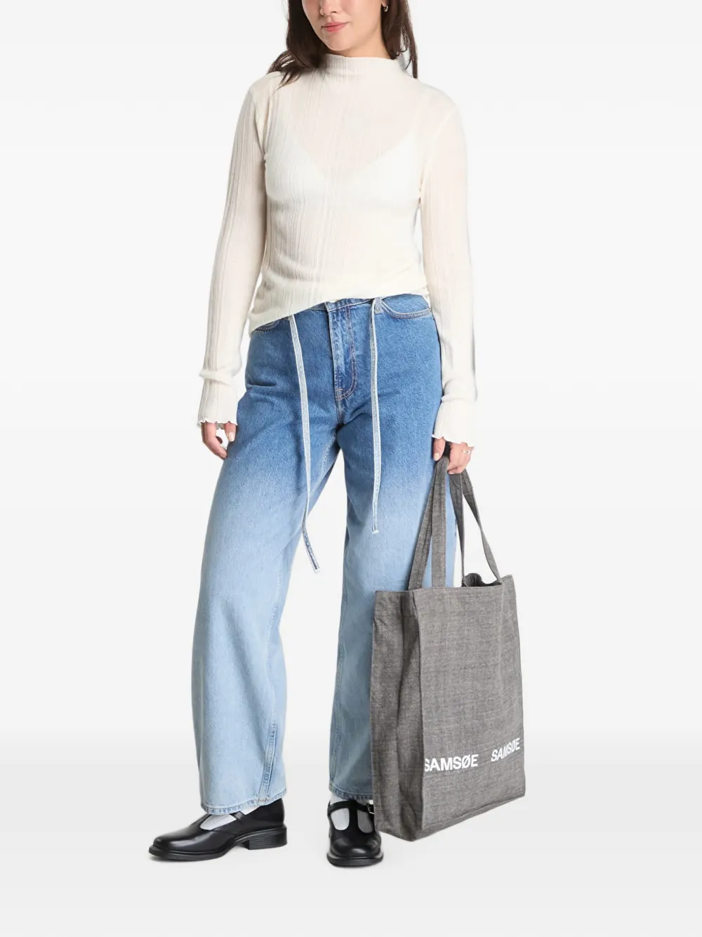 SAMSOE Jeans met wijde pijpen en kleurverloop Blauw