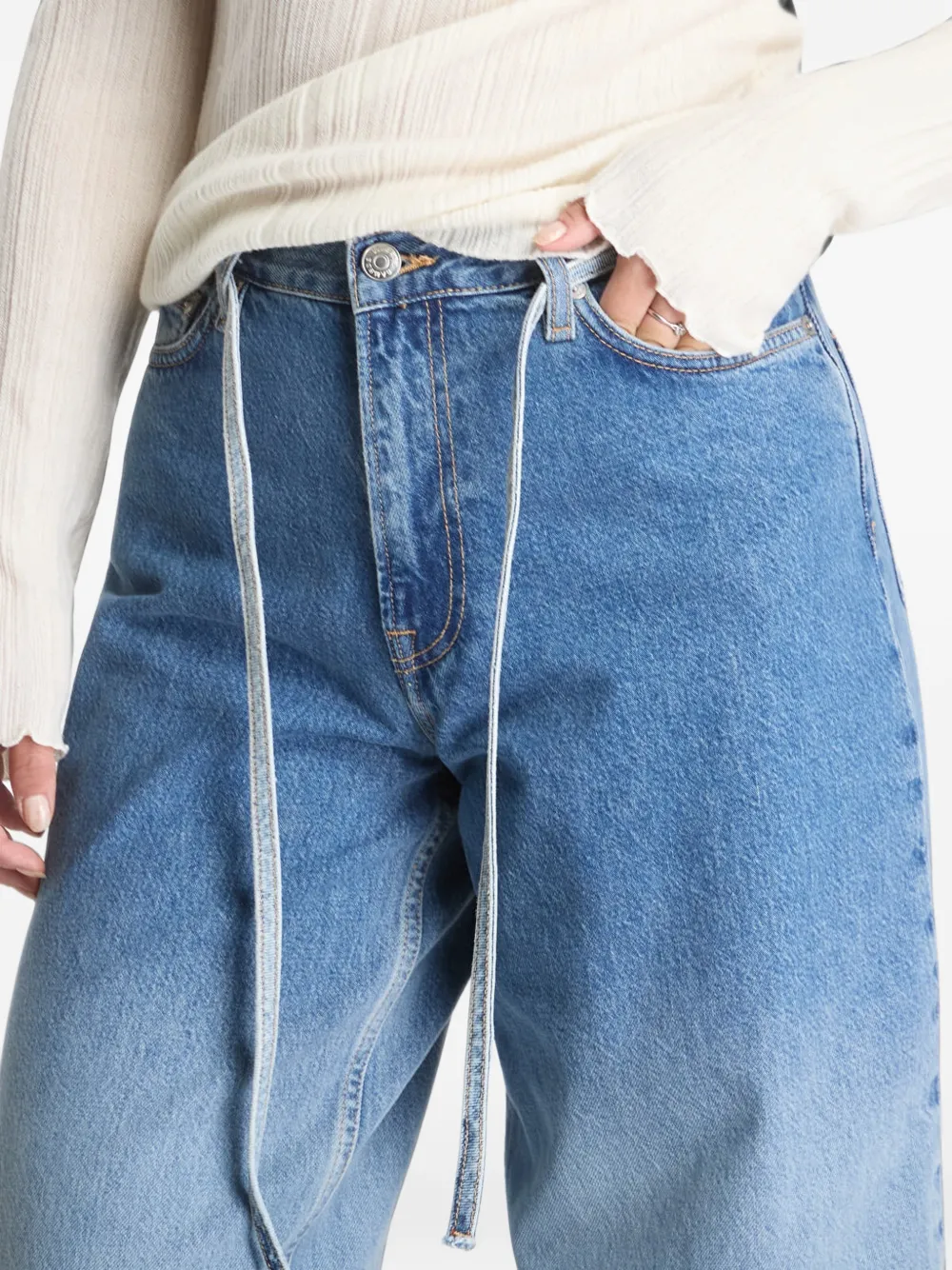 SAMSOE Jeans met wijde pijpen en kleurverloop Blauw