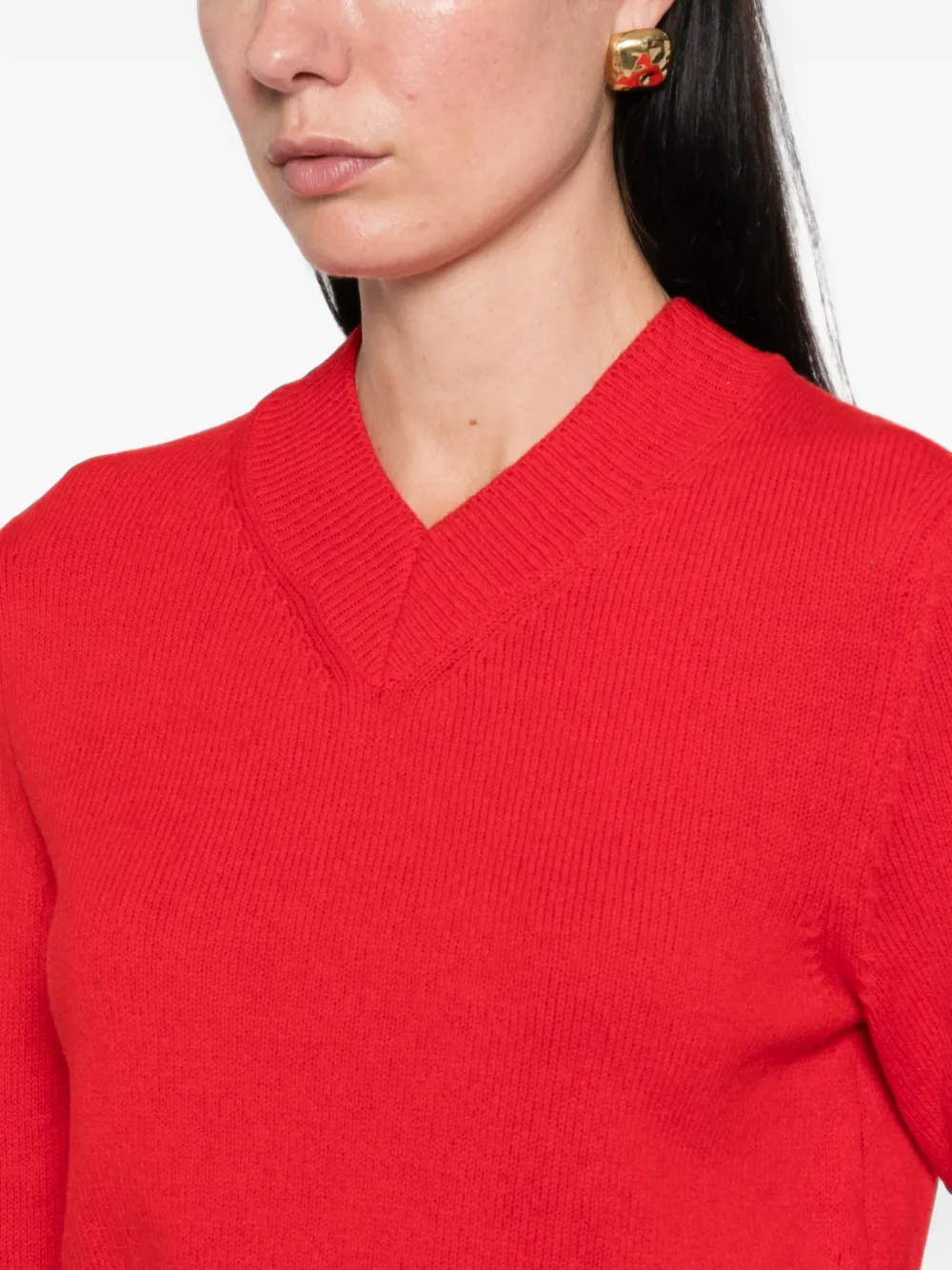 Soeur Jonas ribgebreide trui met V-hals Rood