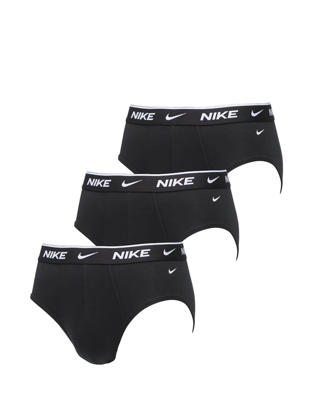Nike Essential Logo-waistband Briefs (set Of Three) In Black