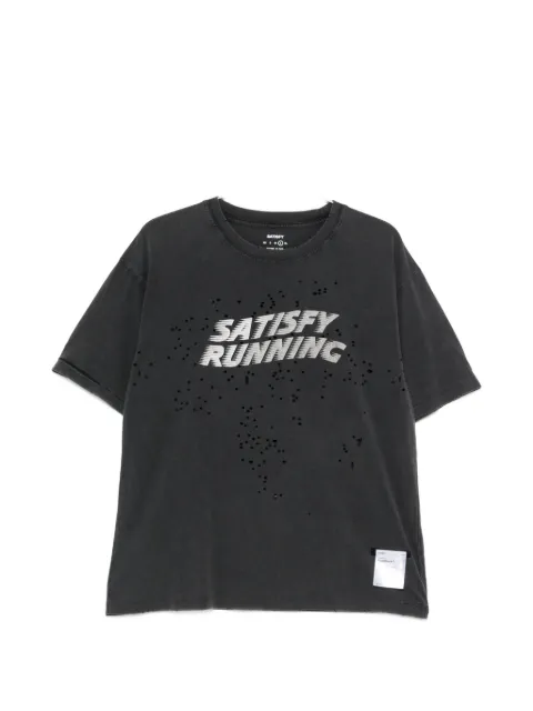 Satisfy distressed logo-print T-shirt