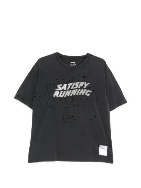 Satisfy distressed logo-print T-shirt