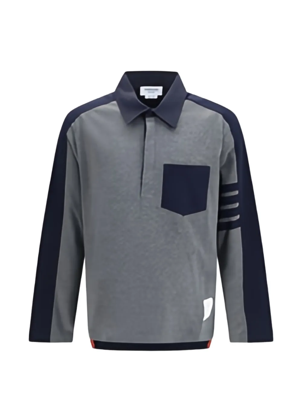 Thom Browne Colorblock 4-bar Rugby Polo Shirt In 그레이