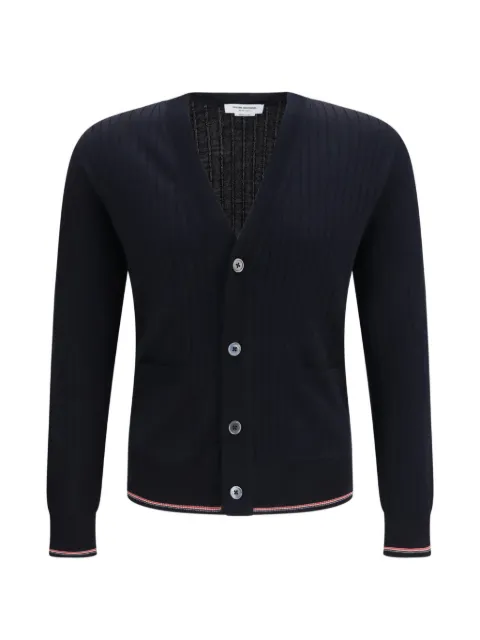 Thom Browne rib-stitch V-neck wool cardigan