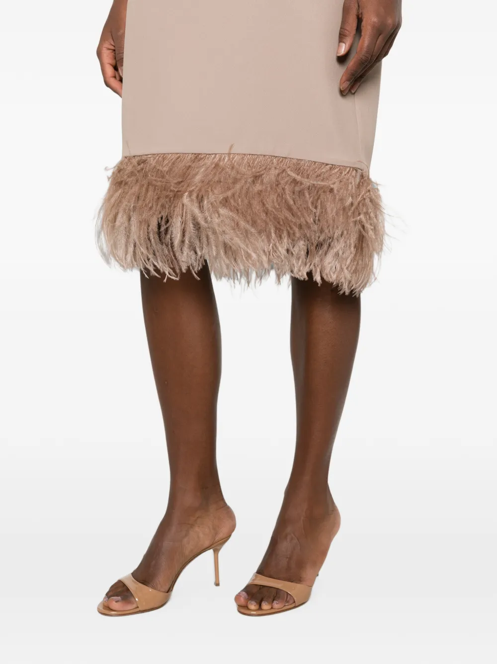 Fabiana Filippi Shiftjurk met afwerking van veren Beige